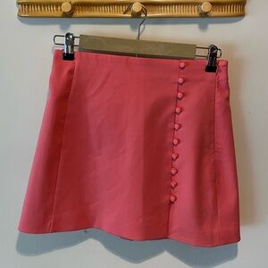 Zara Coral Button-Accent A-Line Skirt